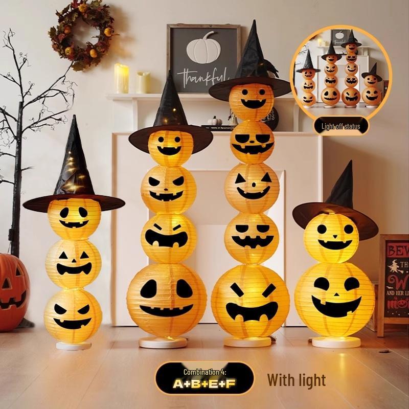 Glowing Pumpkin Lantern Halloween Decor for Doors, Shops, and Bars