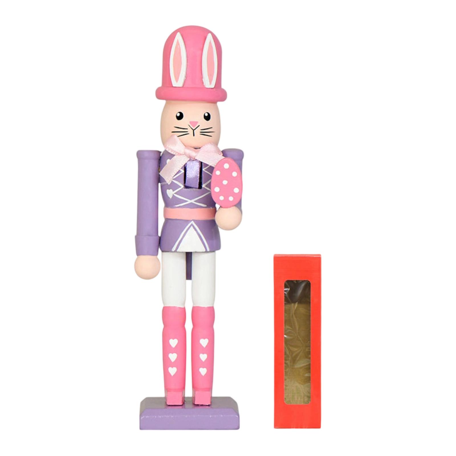 

18CM Easter Bunny Creative Nutcracker Soldier Wood Decorative Gift Ornament One Size