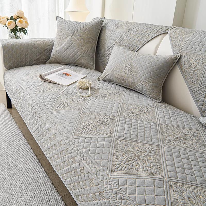 Cream Wind Sofa Cushion, High-End Sense, Universal In All Seasons, Simple And Modern Non-Slip Washed Cotton Fabric Seat Cushion Cover