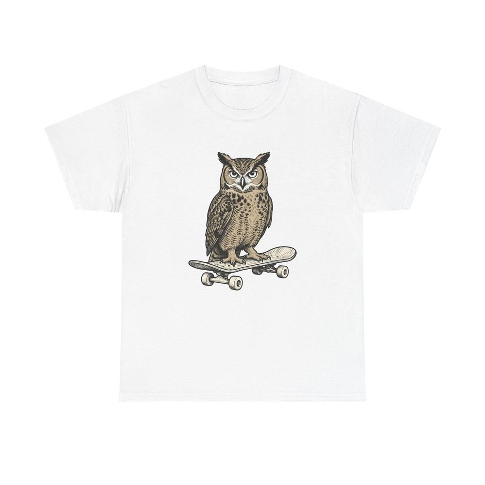 Owl Skateboarding Shirt Sports Wildlife Gift Women Sketch Tee Owl T-Shirt
