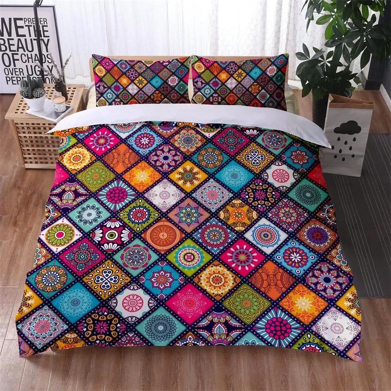 Comforter Mandala Floral Bohemian Flowers Bedding Set Microfiber Exotic Geometric Twin Full For Kids Adults Decor