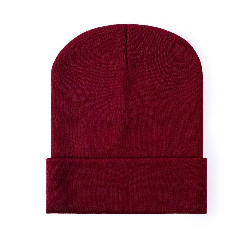 

Winter Warm Knitted Beanie with Logo Option - Solid Color Cuff Ski Hat One Size