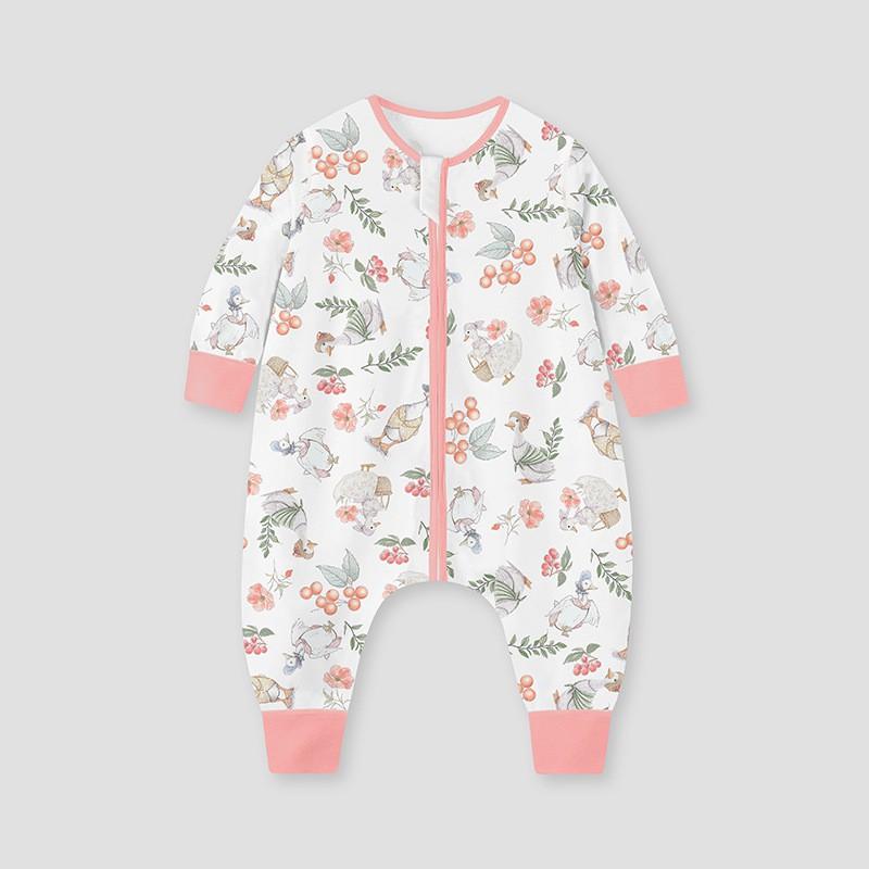 Cotton Toddler Sleepsuit With No-Seam Design Easy Rolling Fall Pajamas Girls Boys 1-8 Years