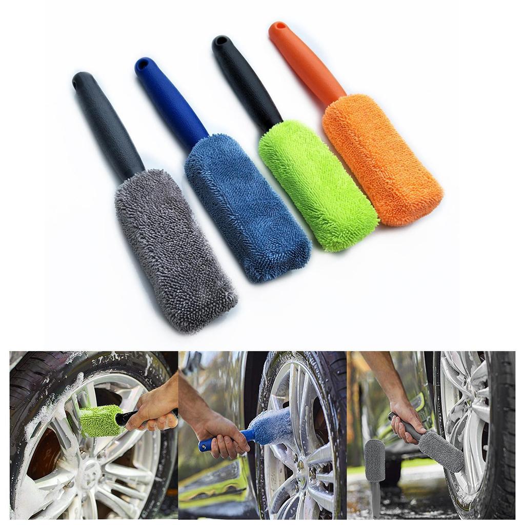 Car Wash Super Brush Microfiber Wheels Brush Non-Slip Handle Easy To Cleaning Rims Spokes Wheel Barrel Car Accessories