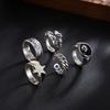 SHIXIN 6Pcs/Set Vintage Silver Color Star Open Ring Set for Men Punk Geometric Adjustable Finger Ring Fashion Male Jewelry Gift