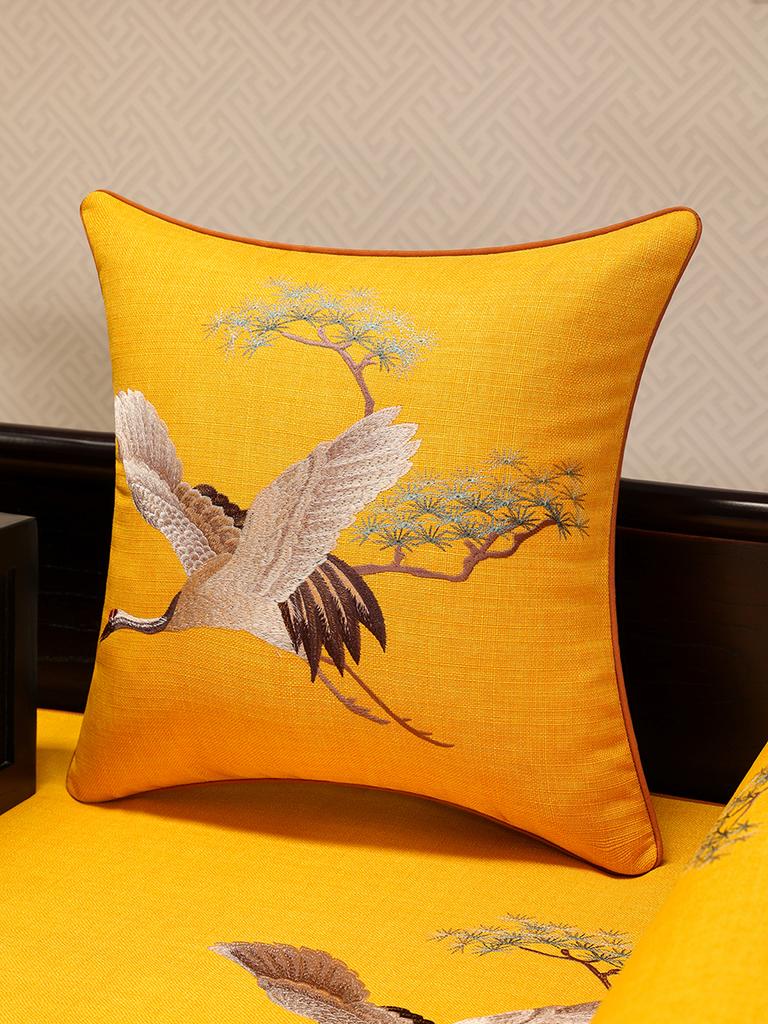 Cotton Linen Cushion Cover Crab-apple Flower Bird Embroidery Throw Pillow Case Decorative Covers For Living Room Sofa Home Decor