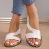 New large size flat-bottomed rivet sandals, one-character fish mouth shoes 43