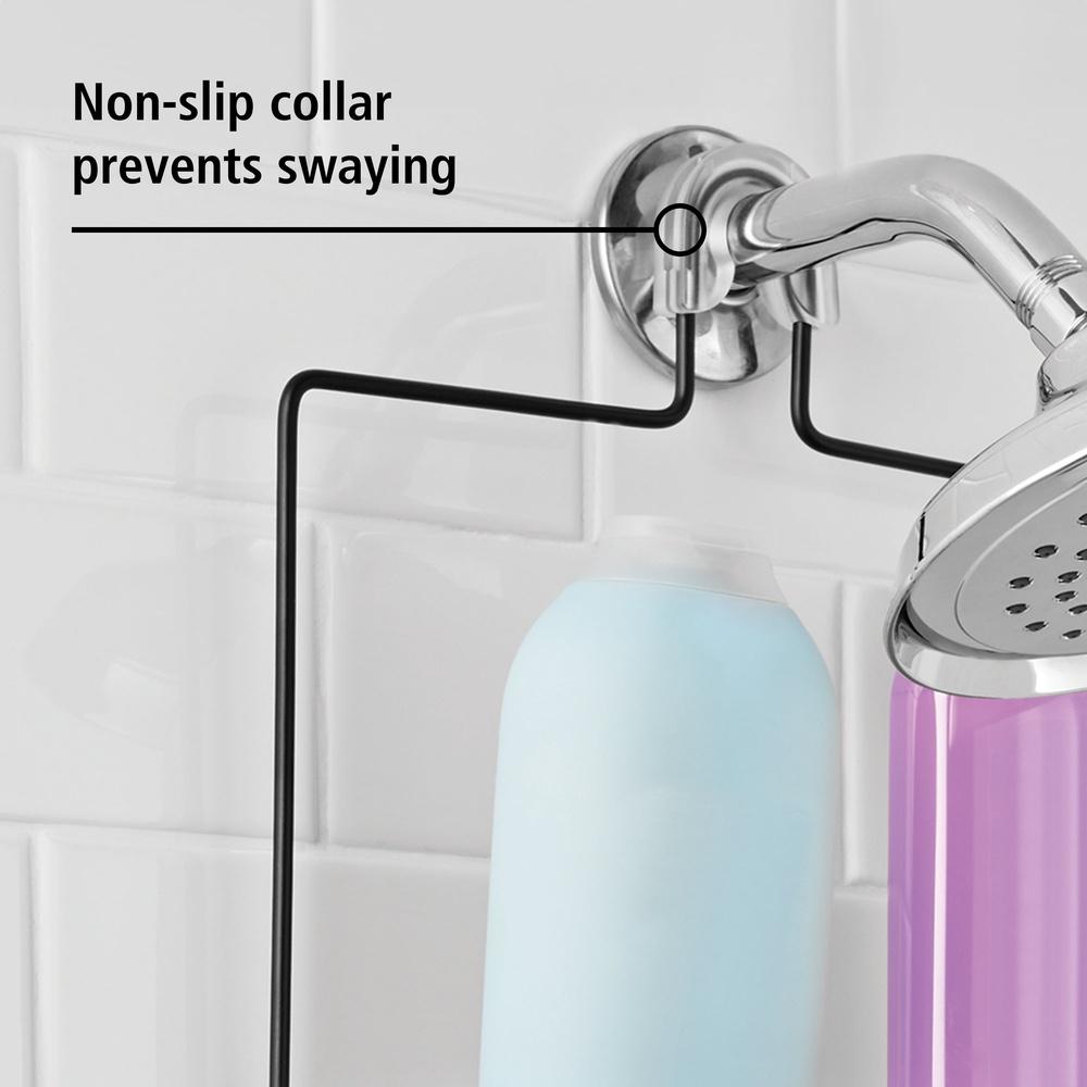 Rust Resistant Shower Caddy with 2 Shelves Soap Tray Hooks Non Slip Hanging Bathroom Storage Solution