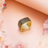 Women's Luxurious Silver Gold Plated Wide Band Square Ring with Zircon