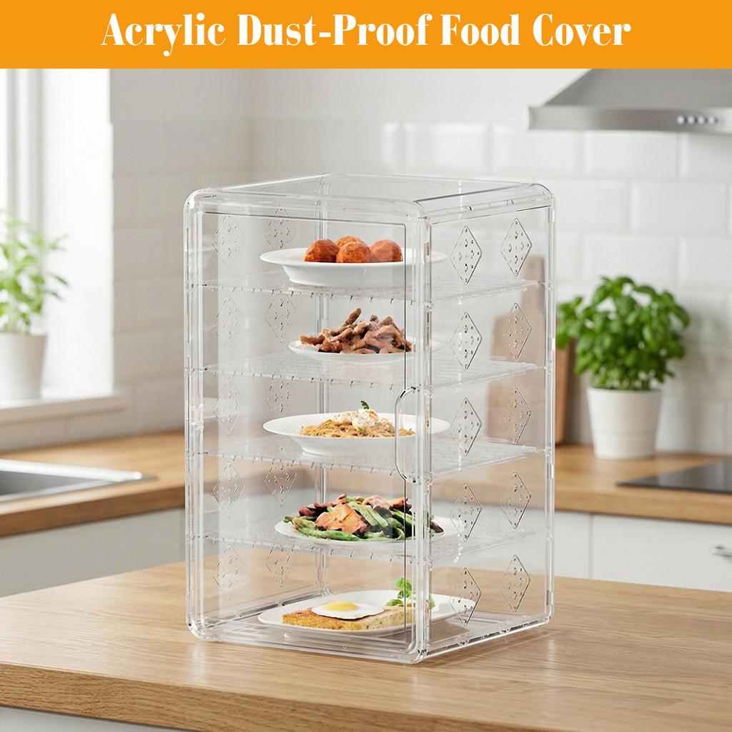 Clear Plastic Bread Storage Container with Magnetic Door 5-Tier Bread Box 16.93 X 10.63 X 9.45Inch for Bakery Cookies Donuts