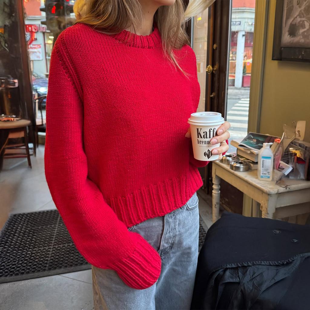 Casual and Versatile Long-sleeved Woolen T-shirt and Sweater for Women 2025 Autumn and Winter