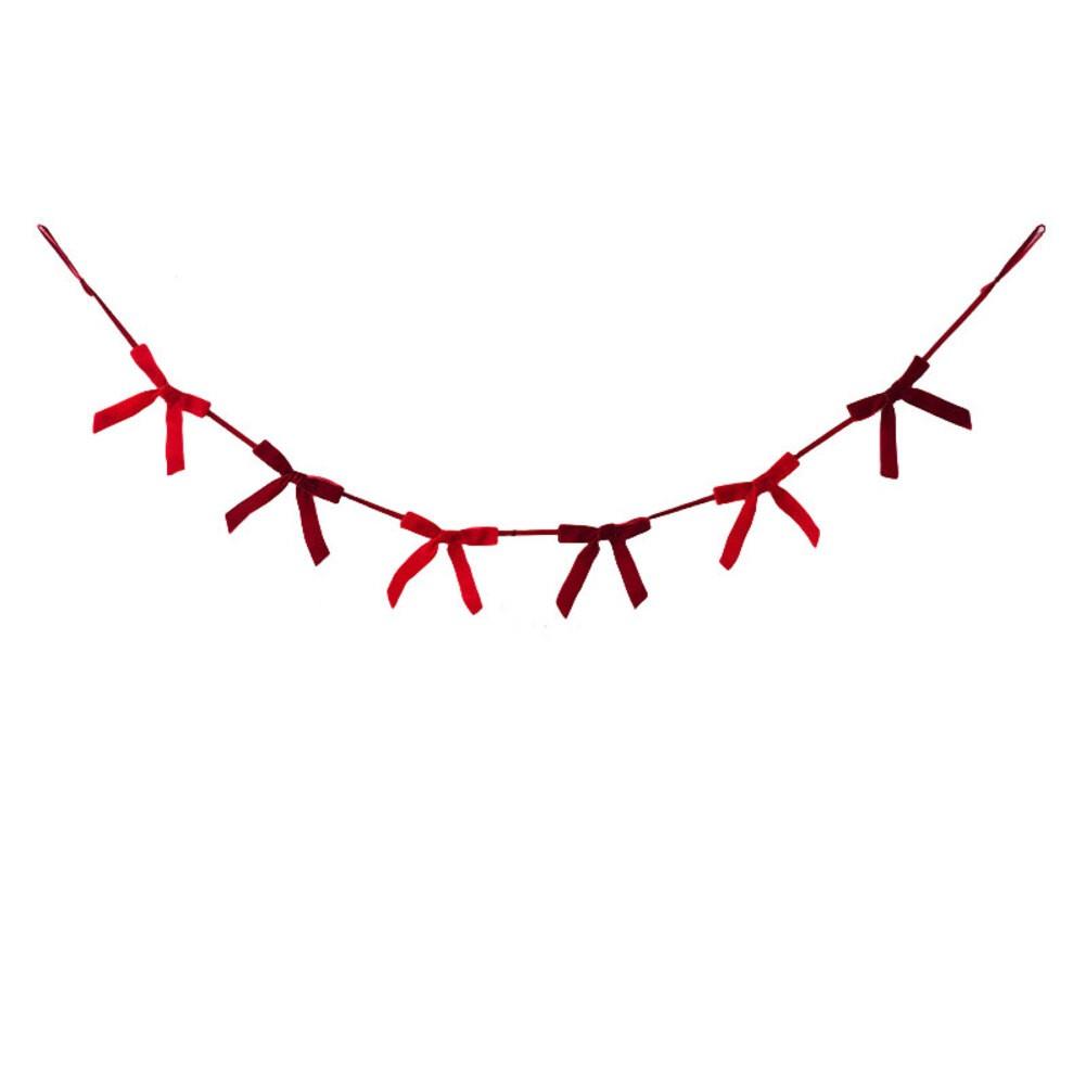 

Effortless Installation Christmas Garland Velvet Bow Decoration Red+wine