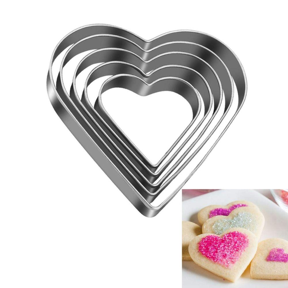 5Pcs Heart Shaped Heart Shaped Cookie Cutters Stainless Steel Biscuit Cutters  Pastry Making
