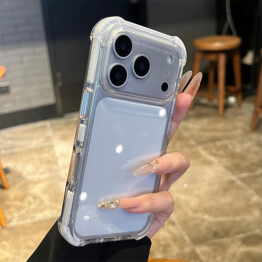 Four Corners Airbags Shockproof Acrylic Clear Case for iPhone 17 Air 16 15 14 Pro Max Clash Contrast Color Transparent Cover