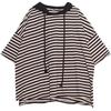 Women Plus Size Hooded Hoodie Loose Striped T-shirt Oversized Tops Short Sleeve Sweatshirt