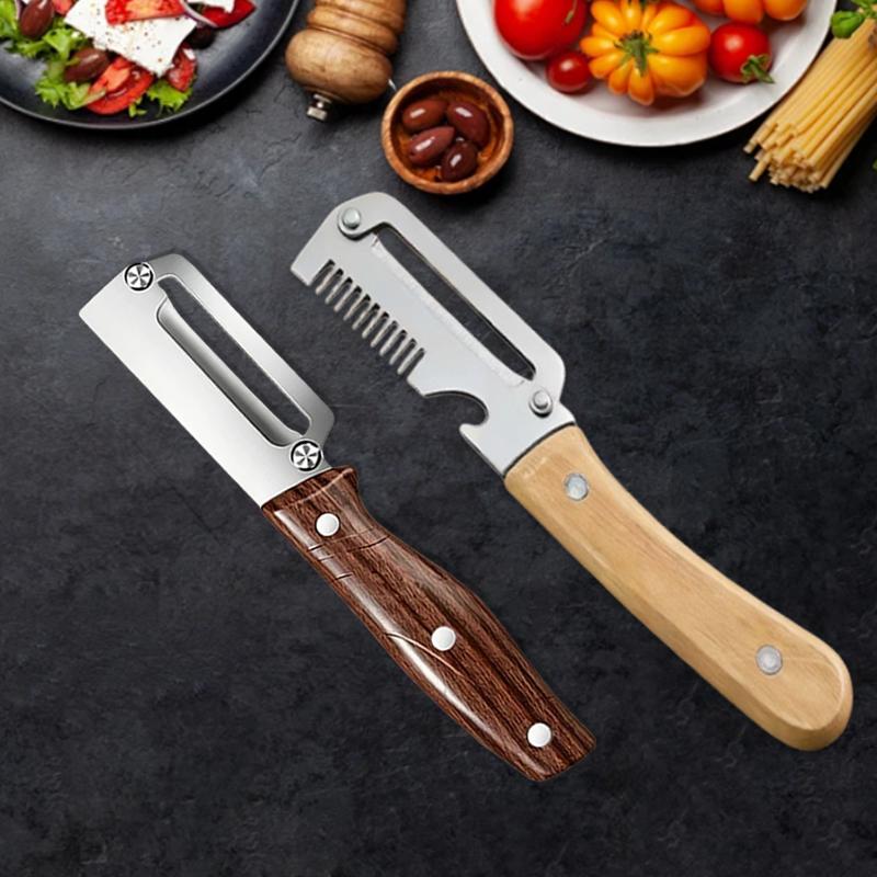 WXCOO Edelstahl Küchen Obstmesser Gemüse schäler 2-in-1 Flaschenöffner Obstschäler zum Schälen von Kartoffeln Kürbissen Schäler