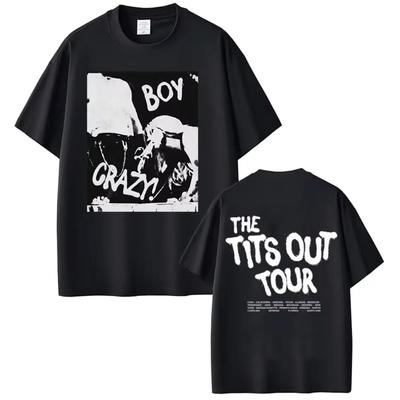 Singer Kesha -boy Crazy Tits Out Tour Print Tshirt Men Women Short Sleeve Cotton T-shirts Fashion Loose Hip Hop Vintage T Shirt