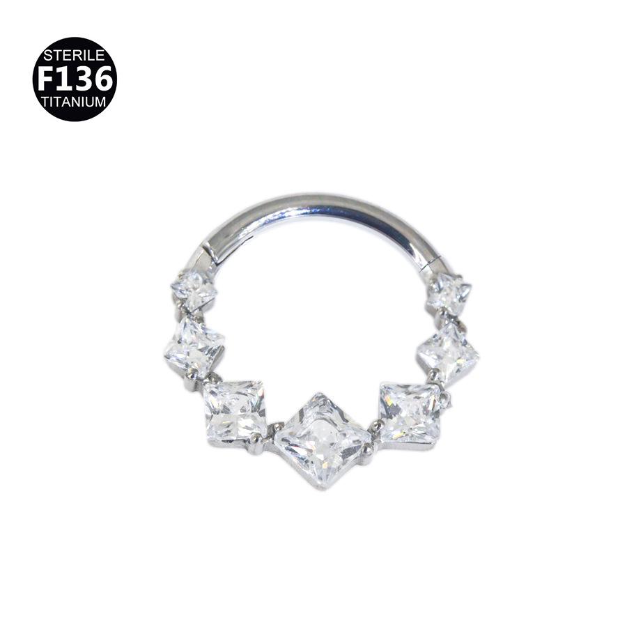 1.2mm Thick Titanium Alloy Zircon Nose Ring with 8-10mm Inner Diameter