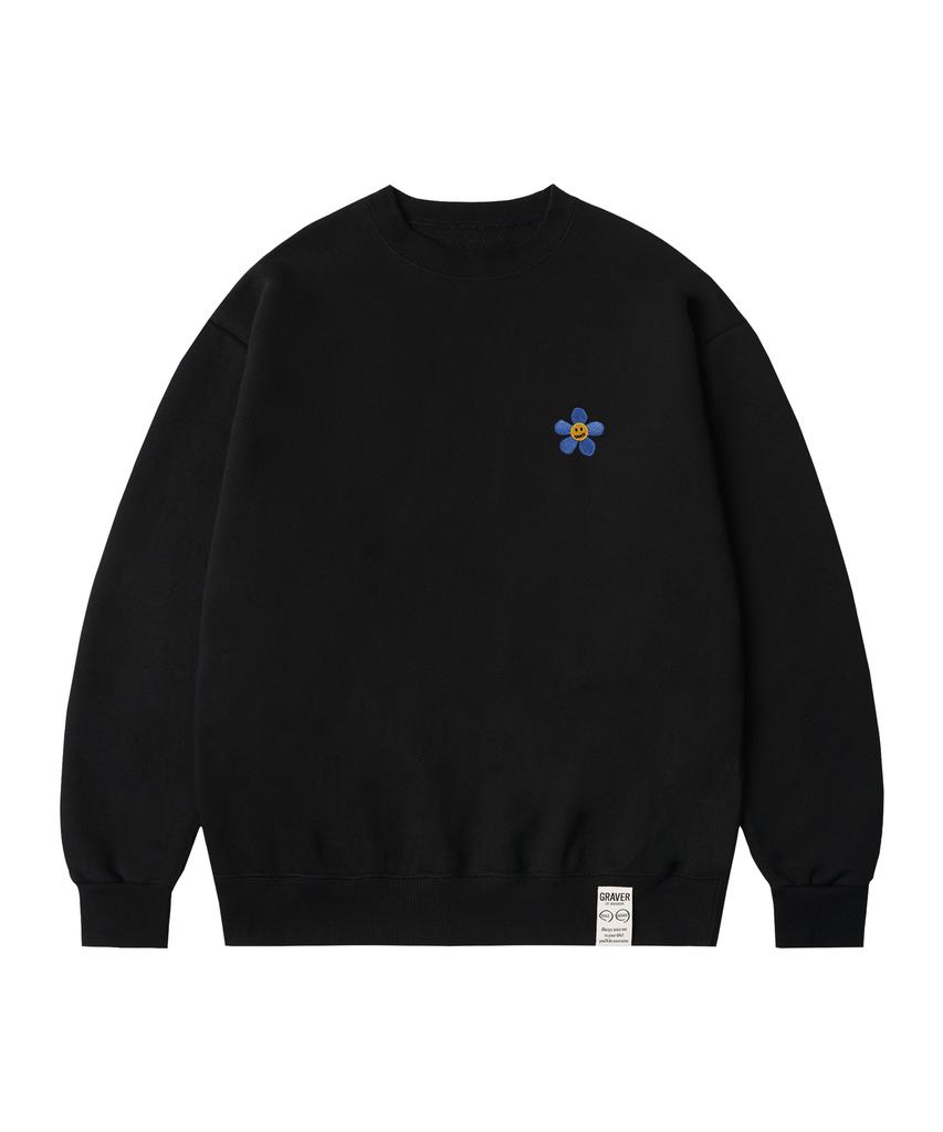 GRAVER [Unisex] Flower Dot Embroidered Sweatshirt_2 Colors