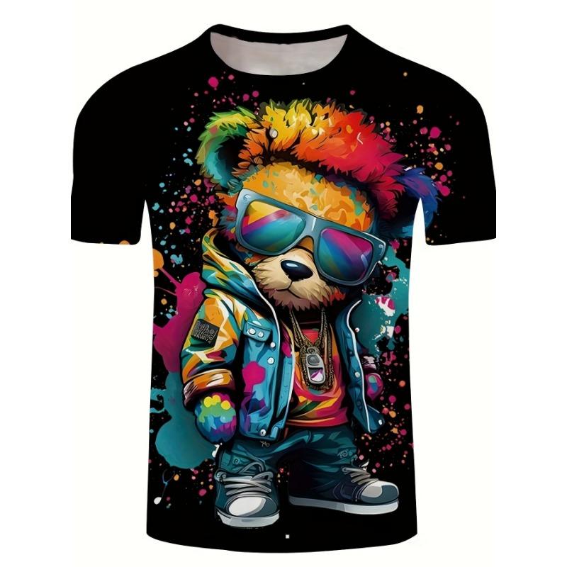 The Latest Hot-selling 3D Funny Fun Creative Cute Animal Fashion Pattern Print Couple Crew Neck Short Sleeve Breathable Top