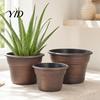 Vintage Style Flower Pots Retro Pot with Saucer, Bronze Finish Plant Drainage Holes, Modern Garden Decor Breathable Thickened Plastic Planter