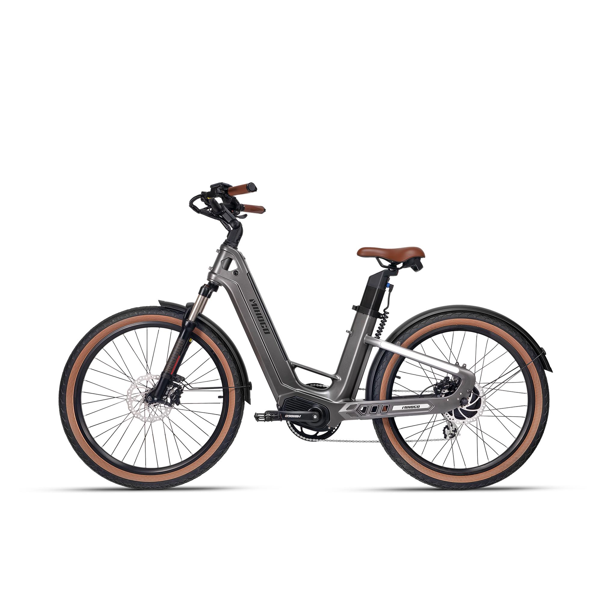 MIHOGO AIR Silniční elektrokolo z uhlíkových vláken, 750W, Dvojitá baterie 48V 19.2Ah, Rám T800, 26 x2.5  Barevné pneumatiky, Palcový plyn, 2.4  IPS displej 48V 750W 19.2Ah šedá