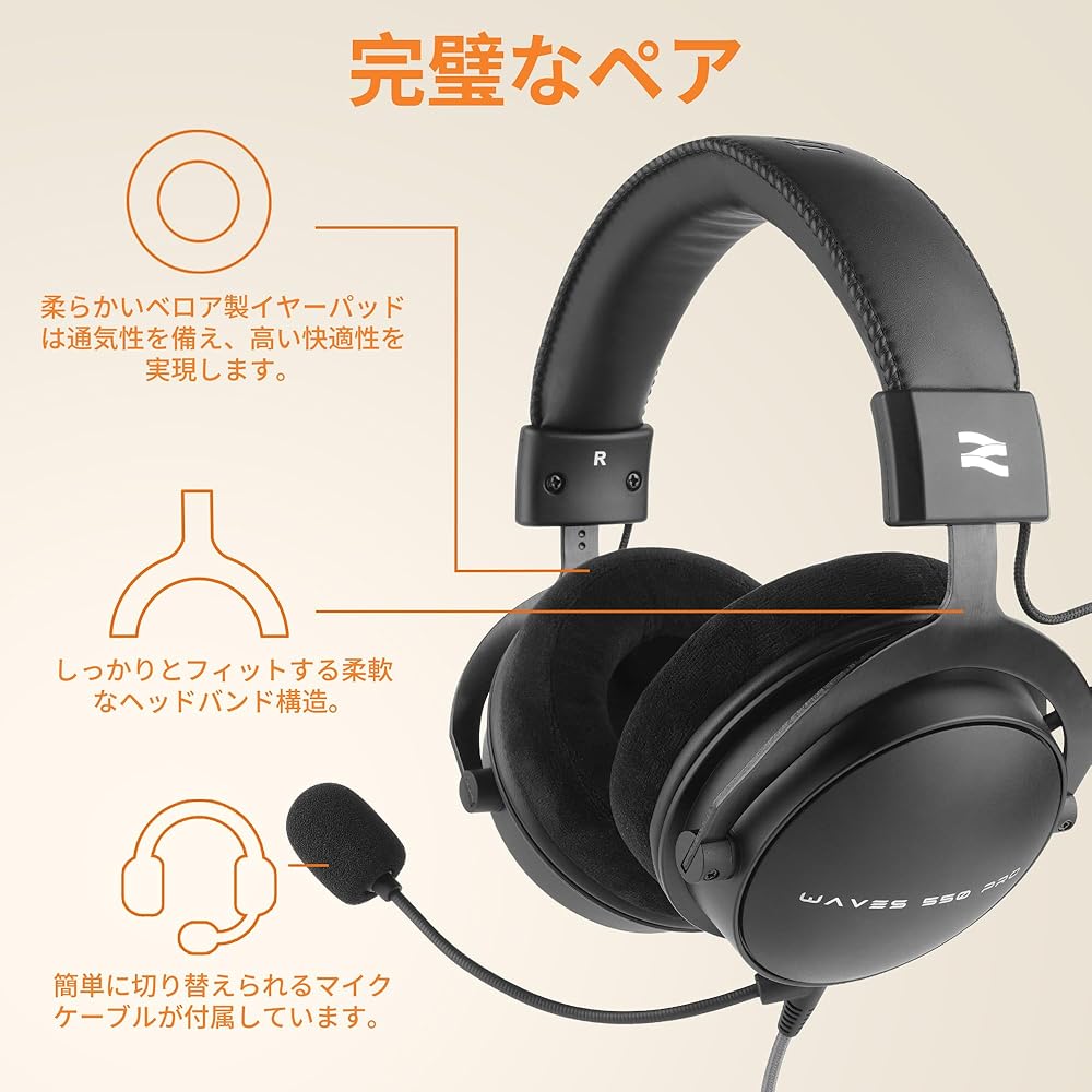 Talomen Wired Headphones with Microphone 50mm Drivers 3m Detachable Cable 3.5mm/6.35mm Plugs Black