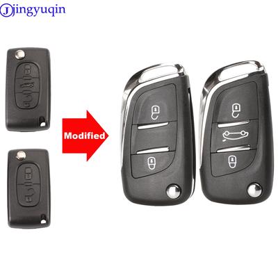 Jingyuqin CE0523 Gemodificeerde Sleutelschaal Voor Peugeot 306 407 807 Partner Voor Afstandsbediening VA2/HU83 Sleutelblad Insteek Fob Hoes 2/3 Knop