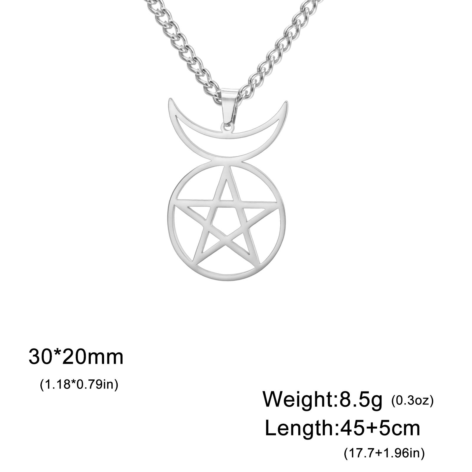 

Teamer Moon Star Necklace Stainless Steel Jewelry Geometric Pendant Gold Silver Color Lucky Accessories No Rust Gift Party New