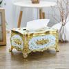 Rose Pattern Golden-Plated Tissue Box American Style Paper Holder Suitable For Multiple Rooms Home Desktop Decor