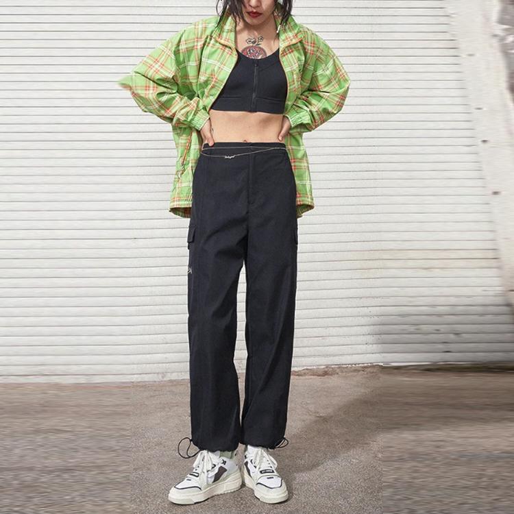 Li Ning Badfive Solid Color Loose Straight Leg Sports Pants Women Pants Black AYKS052-3