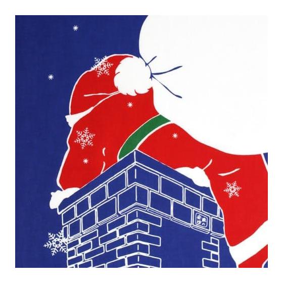 Somen Anbo Tenugui "Omatsuri" Hand-dyed 100% Cotton Tokka Made In Japan 35cm X 100cm Snowy Night Santa Claus Present Interior Kendo Men Towel
