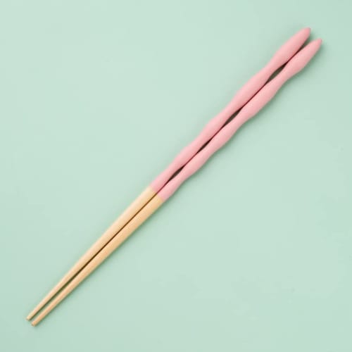Kumokumo Chopsticks, Dishwasher Safe, Natural Wood, 18cm, Unisex, Ages 7-9, Cloud Design, Pink, Made in Japan, G-64691