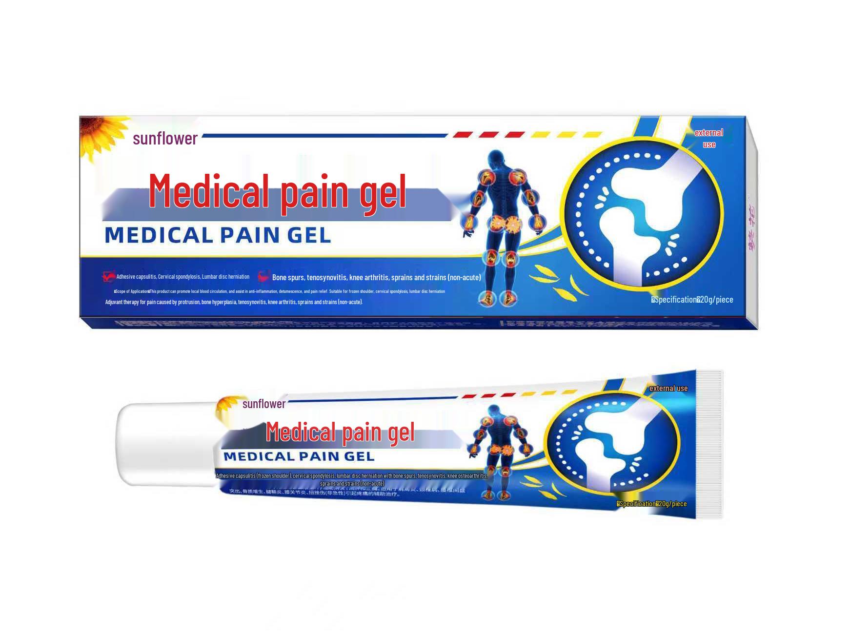 Медицинский гель Sunflower для снятия боли в суставах, мышцах и при тендините - Противовоспалительная формула 20g per Piece