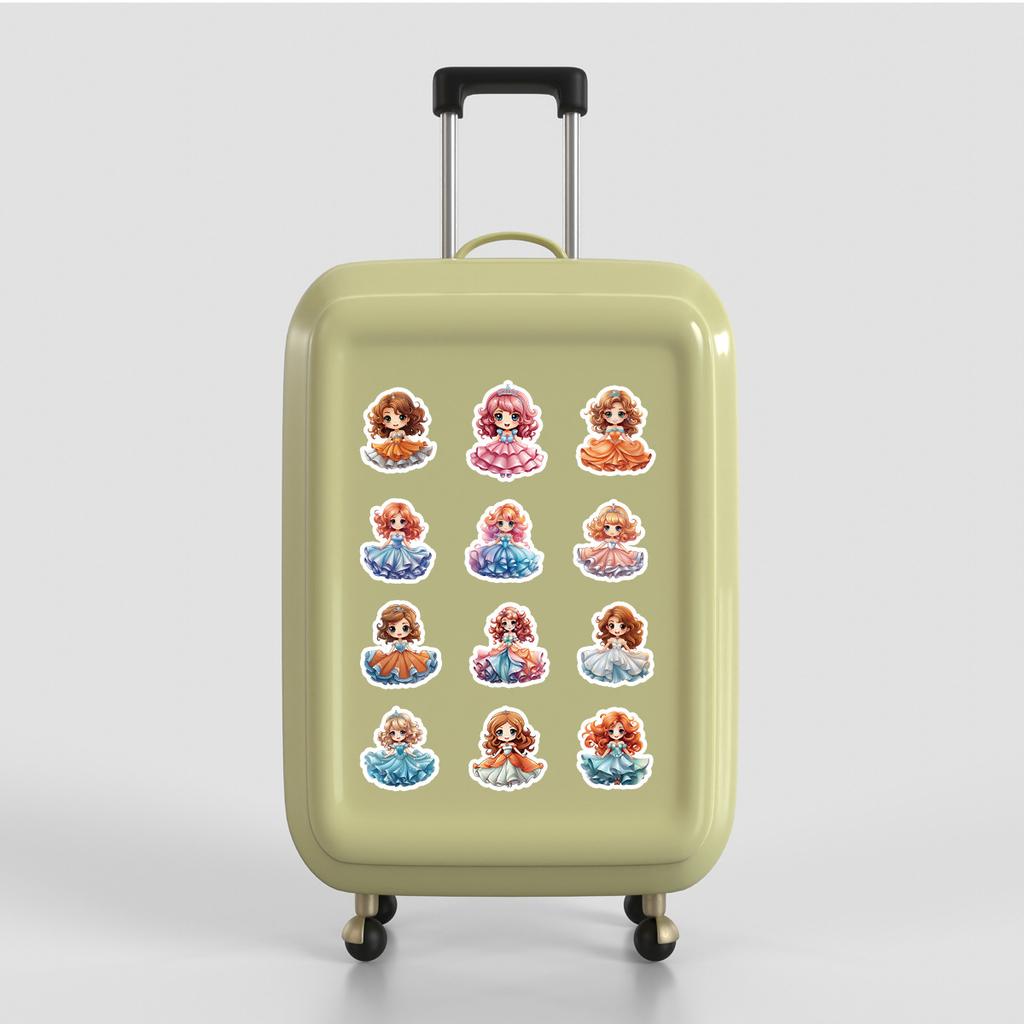 50 Cartoon Princess Series Graffiti Stickers, Cute Style Stationery Stickers, Water Cup and Computer Waterproof Decorative Stickers