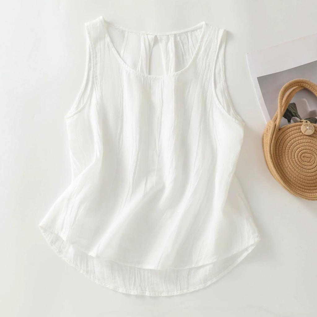 Women's Color Cotton And Linen Camisole Loose Inner Sleeveless Versatile Bottoming Top