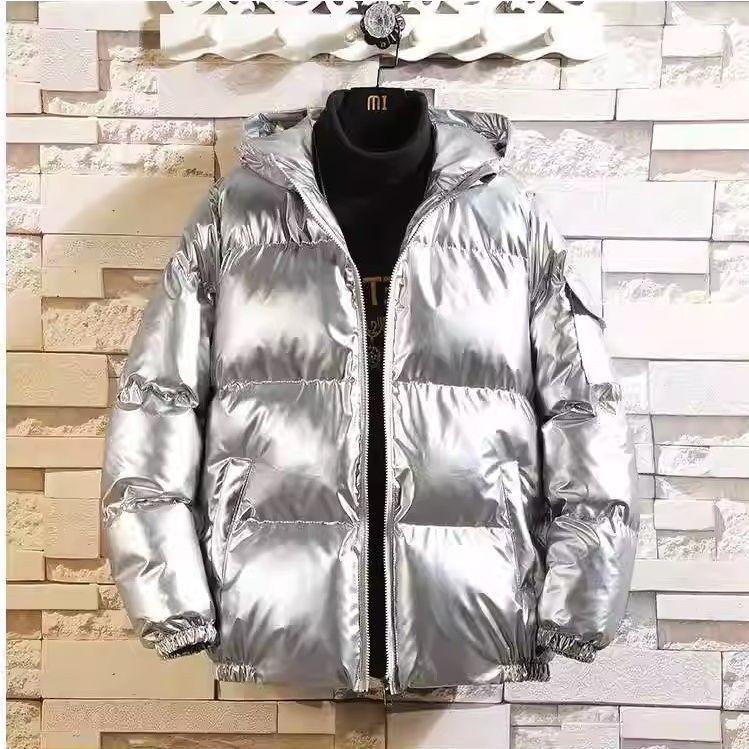 Moda Invernale Abiti di Cotone Spessi con Cappuccio Larghi Lucidi da Uomo Stile Hong Kong Larghi Casual Abiti di Cotone a Panino Abiti di Cotone Uomo