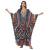 2025 European & American Cotton Printed Beach Dress Women's Long Loose Cover-Up with Sun Protection