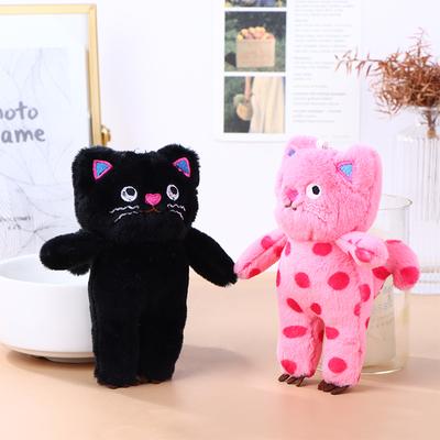 Niedlicher Katzen-Schlüsselanhänger, Plüschpuppe, Spielzeug, Anhänger, Cartoon, kleine schwarze Katze, Kätzchen, Schlüsselanhänger, Anhänger, Rucksack, Charms, Tasche, Dekor, Kindergeschenke