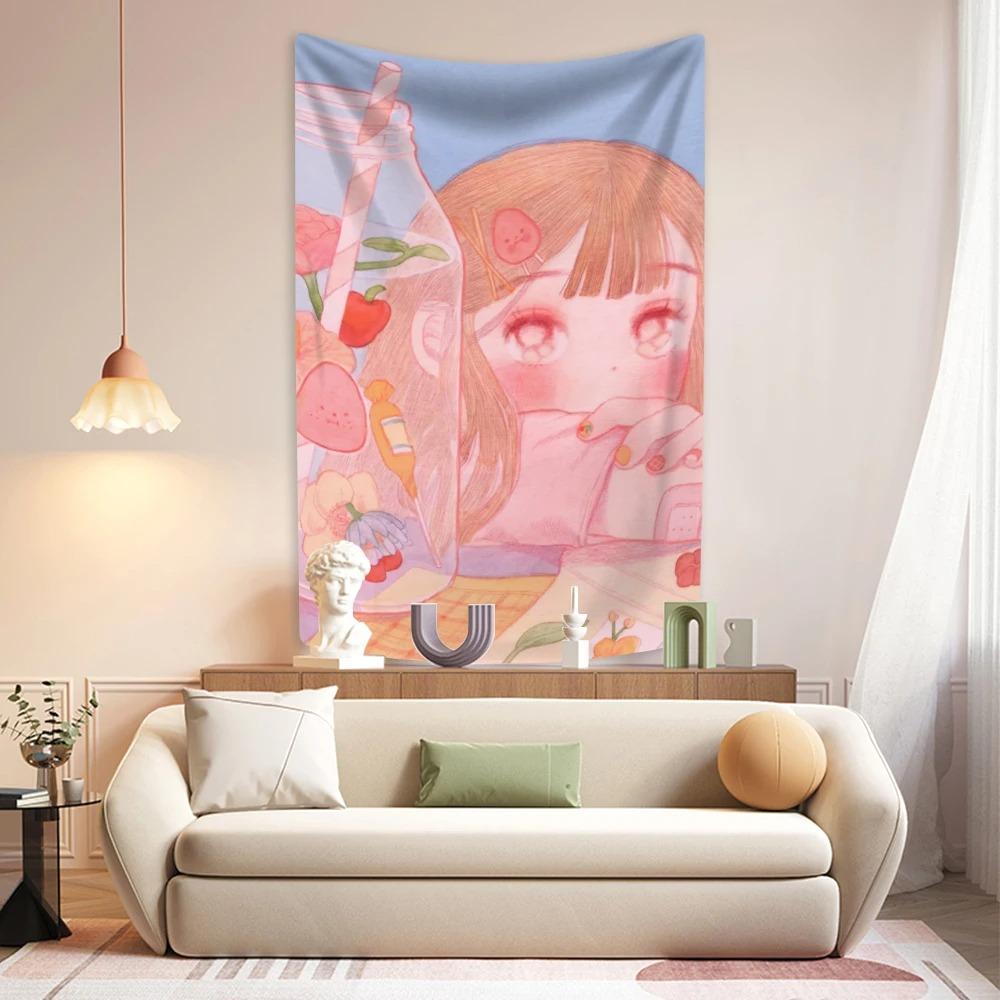 

Аниме милая девушка принт модный домашний гобелен для украшения гостиной спальня гобелен 100x75cm