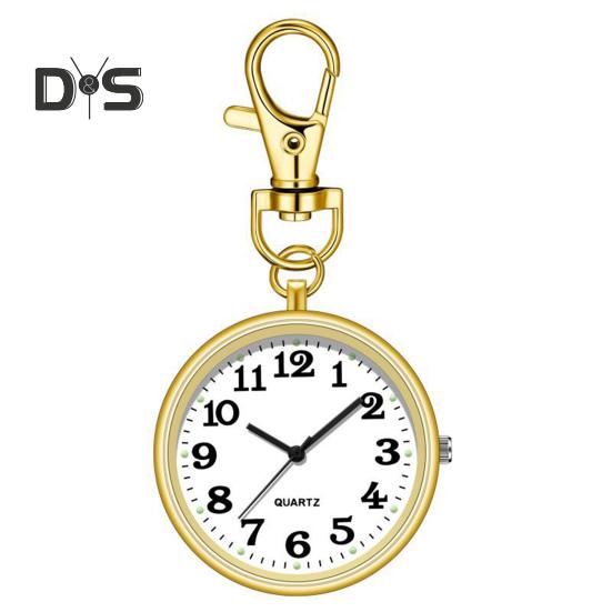 

Часы-брелок с круглым циферблатом, высокоточный кварцевый механизм, бесшумные часы с указателем, компактные часы-брелок с крючком золотистый