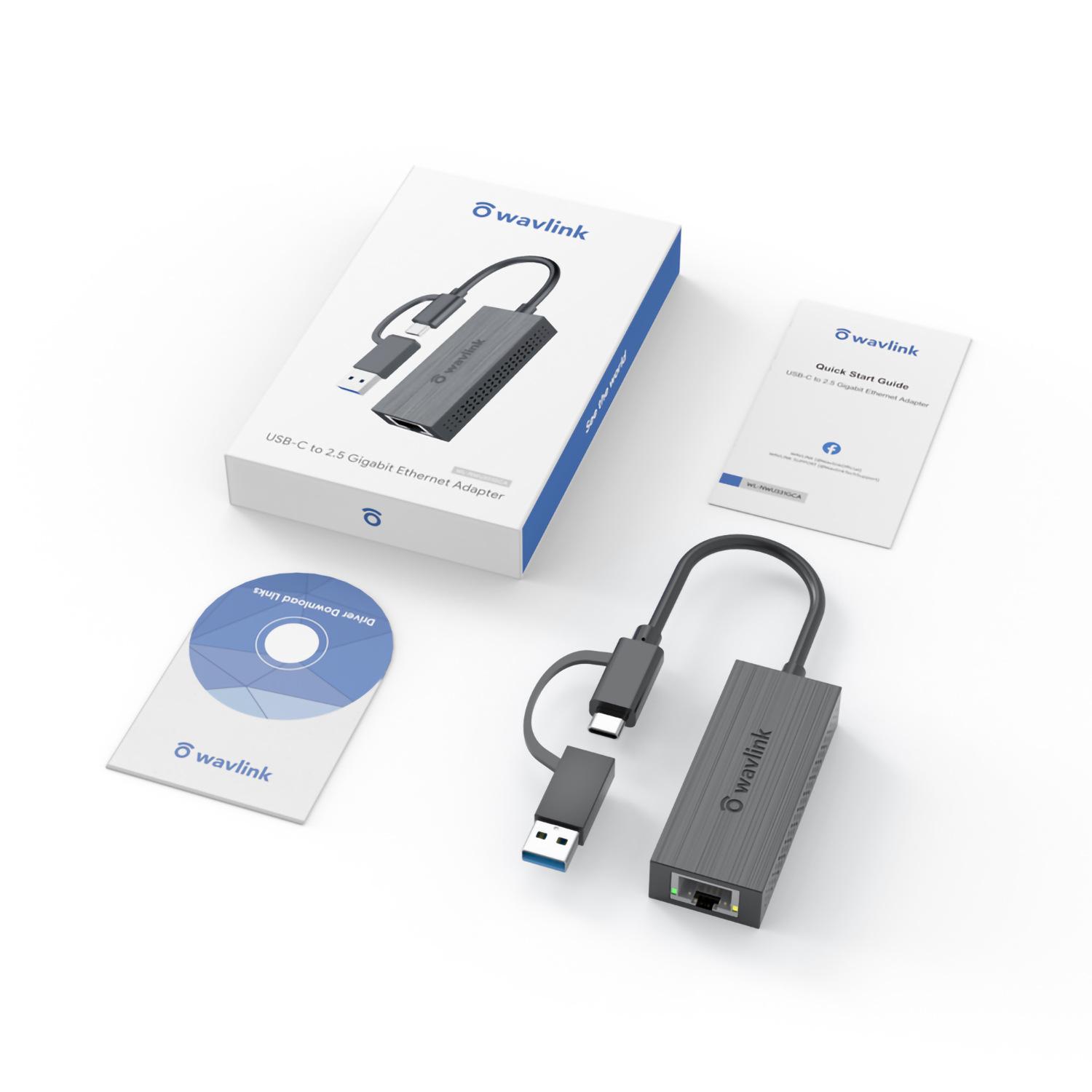 

2.5G USB/Type-C to RJ45 Gigabit Network Adapter