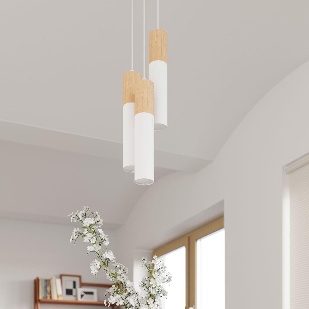Lampa Wisząca Pablo 3 Gu10 Biały  Wood Sollux Sl.1013