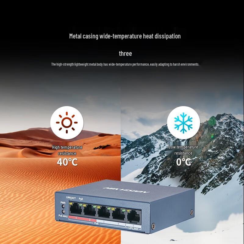 Hikvision 5-Port 100M Unmanaged PoE Switch CN Plug (adapter Included)