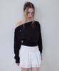 Rosefranz Crop Off Shoulder Sweatshirt [Black]