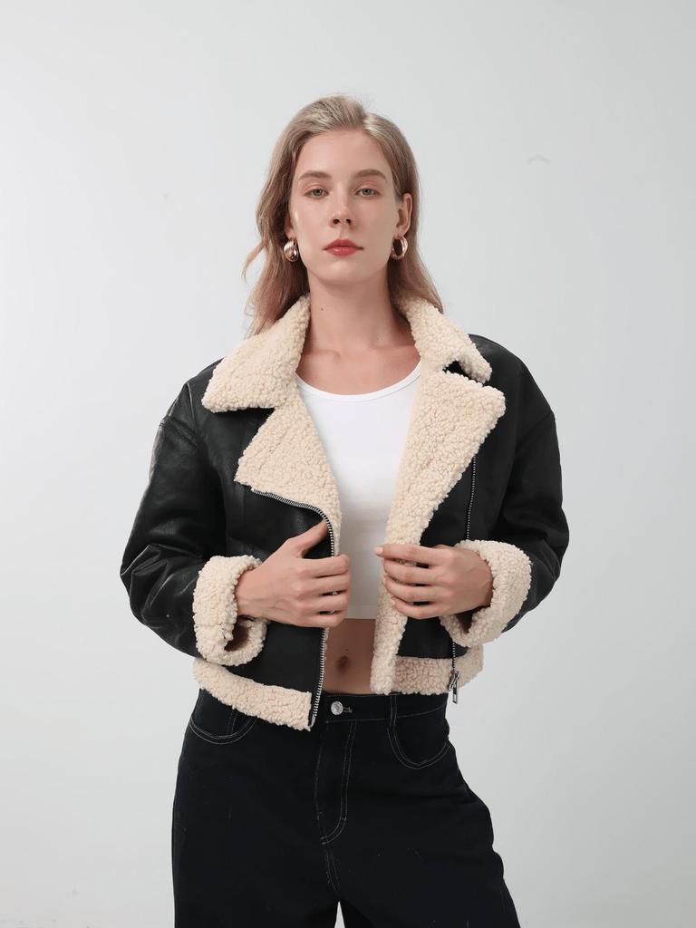 European & American Style Women's Leather & Fur One-Piece Jacket Coat - Versatile New Fashion