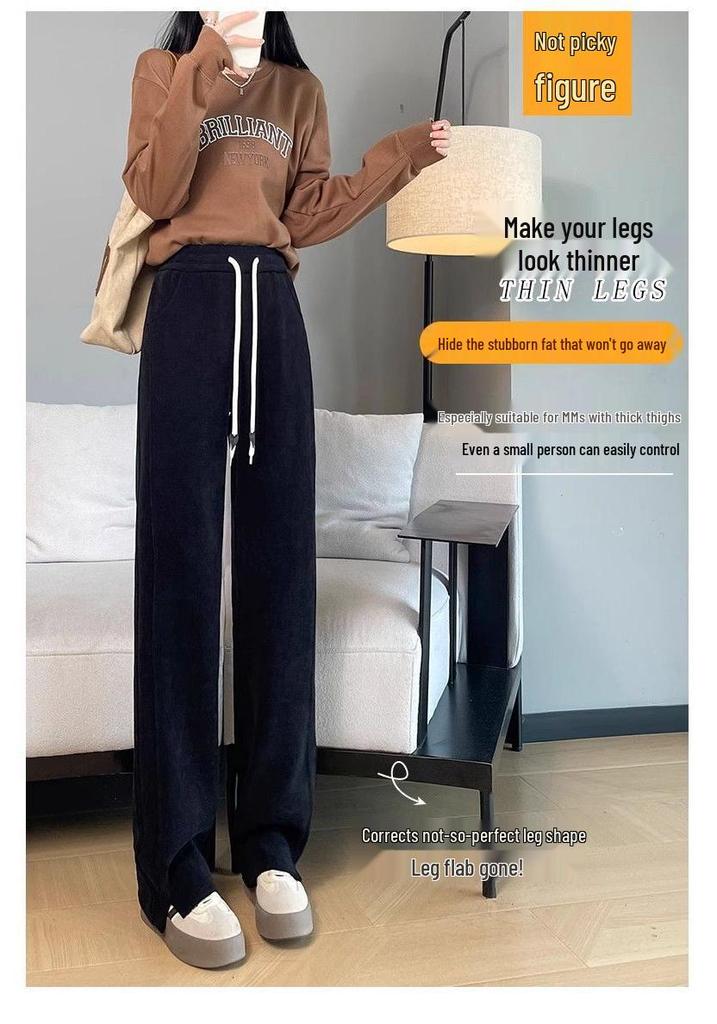 Wide Leg Pants Women Spring Autumn Winter Casual Sweatpants - Fleece and Non-Fleece Options