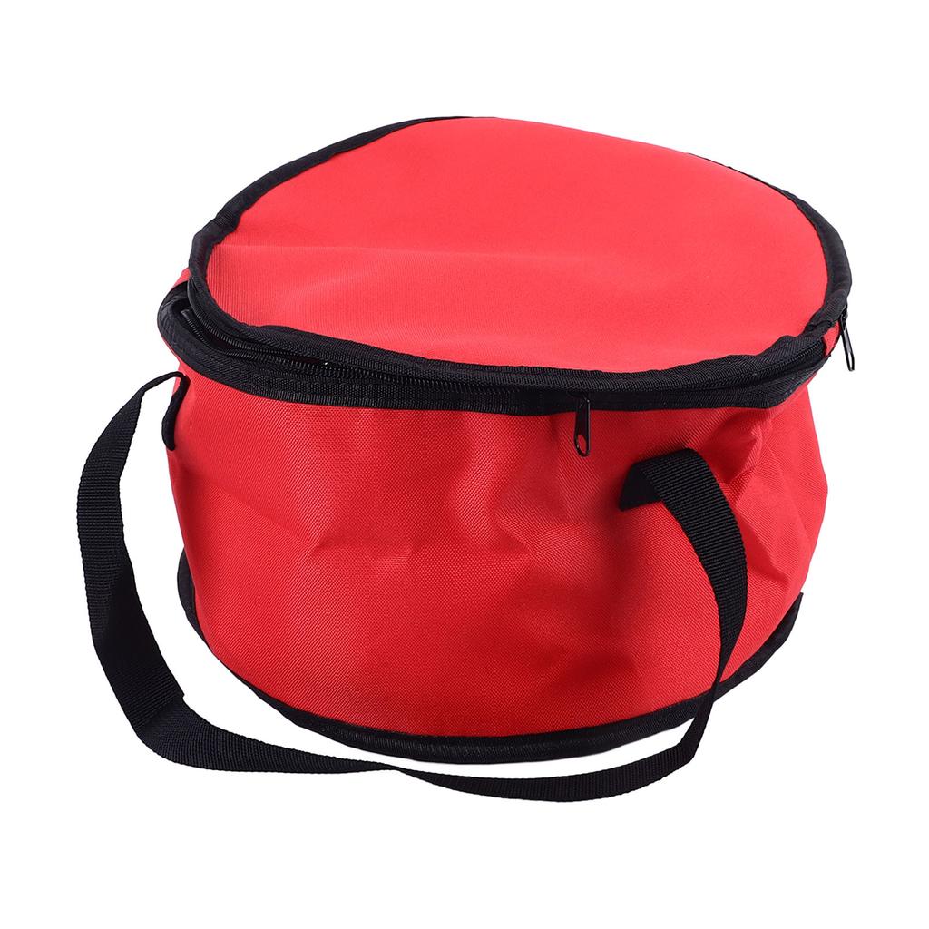 Round Insulated Bag 11x7in Oxford Cloth Casserole Carrier Reusable Cooler Thermal Picnic Bag Red