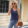 Summer Women's Vest Round Neck Casual Solid Color Button Embellished Vests