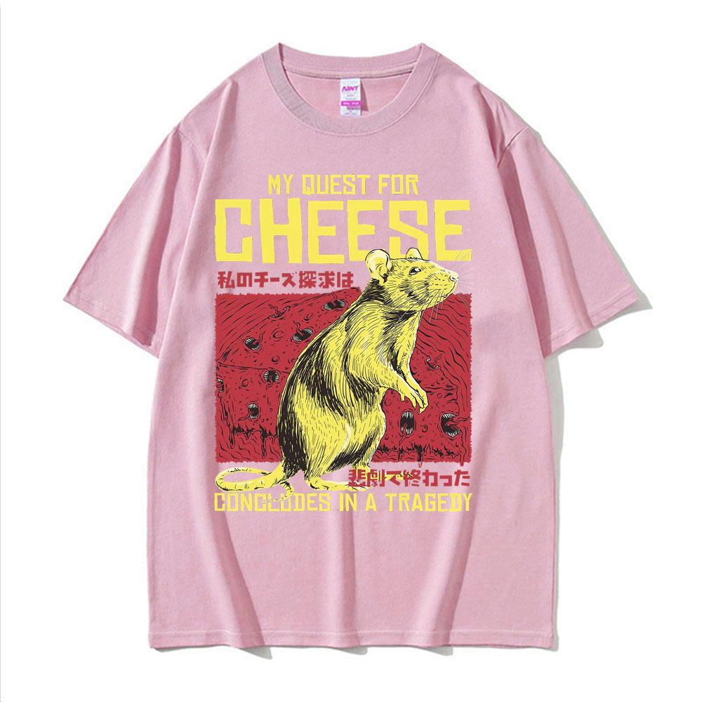 

Funny My Quest for Cheese T Shirt Japanese Rat Retro Style Meme Graphic T-shirts Men s Women Fashion Casual High Quality T-shirt 3XL